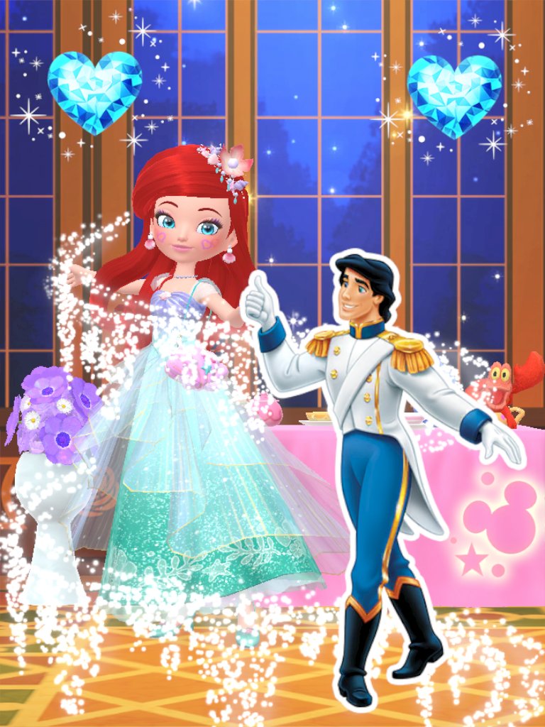 MickeyDonaldFun's tweet photo. アリエルとエリックの素敵な舞踏会！🧜‍♀️💙
皆さん今日も頑張ろう❗
＃ディズニーステップ
＃アリエル ＃エリック王子 https://t.co/g5ndf88YqU