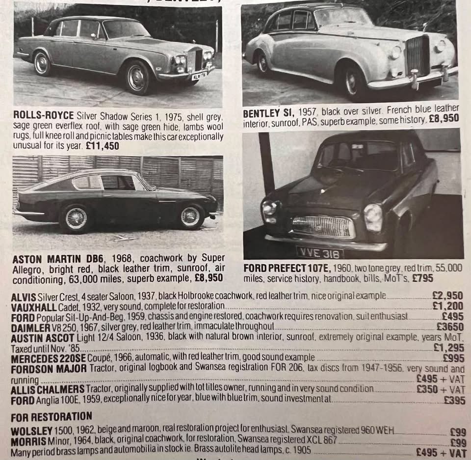 CarManToday's tweet photo. 1985 classic car dealership advert 📰💷 https://t.co/1gYKFUg18d