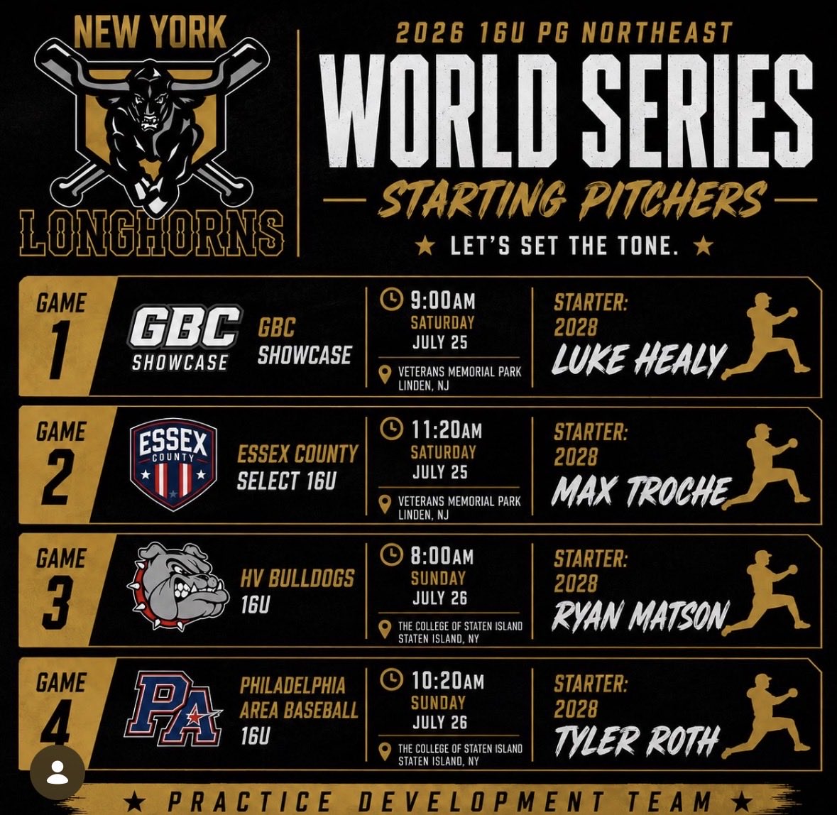 RyanMatson2028's tweet photo. Starting this Sunday at 8am at The College of Staten Island in the 16u PG Northeast World Series. Looking forward to getting after it! https://t.co/UQKqUH4Wic