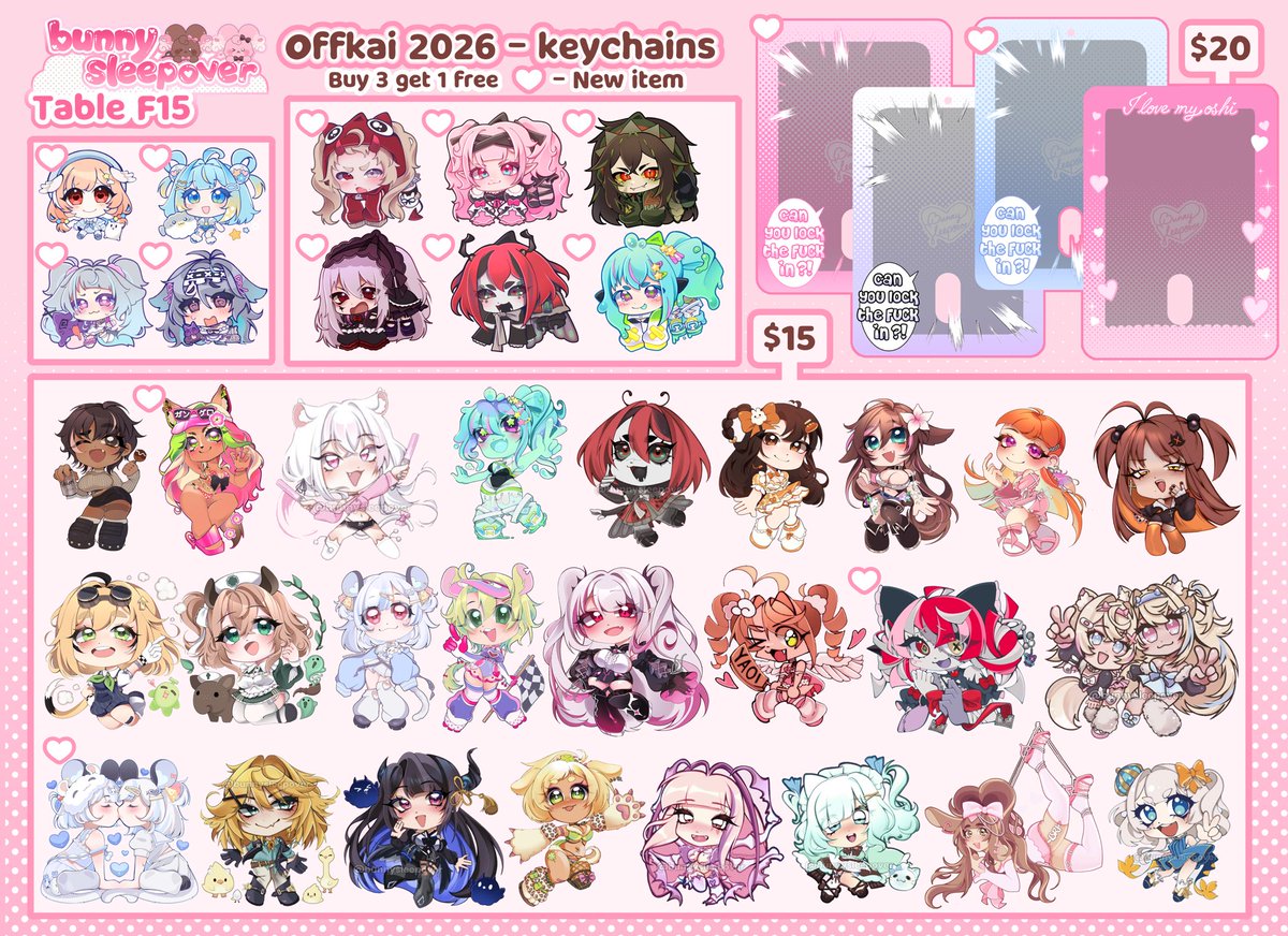 bunnysleepover's tweet photo. OFFKAI CATALOG 🩷 F15 !! 
I also have ALL my Hawaiian shirts S-5XL, a Pia, Pengy, Bri @ cookiebox (signed!), mint mousepad and stickers !! Please come by !! Yay! https://t.co/RBT9528vhg