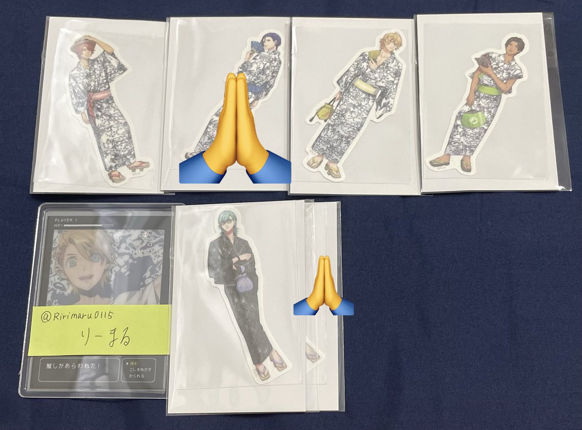 Ririmaru0115's tweet photo. うたプリ グラショ 浴衣 特典 ステッカー

【緩募/交換】
譲
①和紙→音也 那月 ⭐︎セシル 藍
②マドポチ→レン ⭐︎セシル 蘭丸
③マステ→音也2 ⭐︎セシル
④特典→音也 那月 トキヤ

求
①カミュ1 決まり次第 翔
②カミュ2
③翔2 カミュ1
④カミュ1 決まり次第 MC翔>MCヴァン

→ https://t.co/INMSnB2RtG