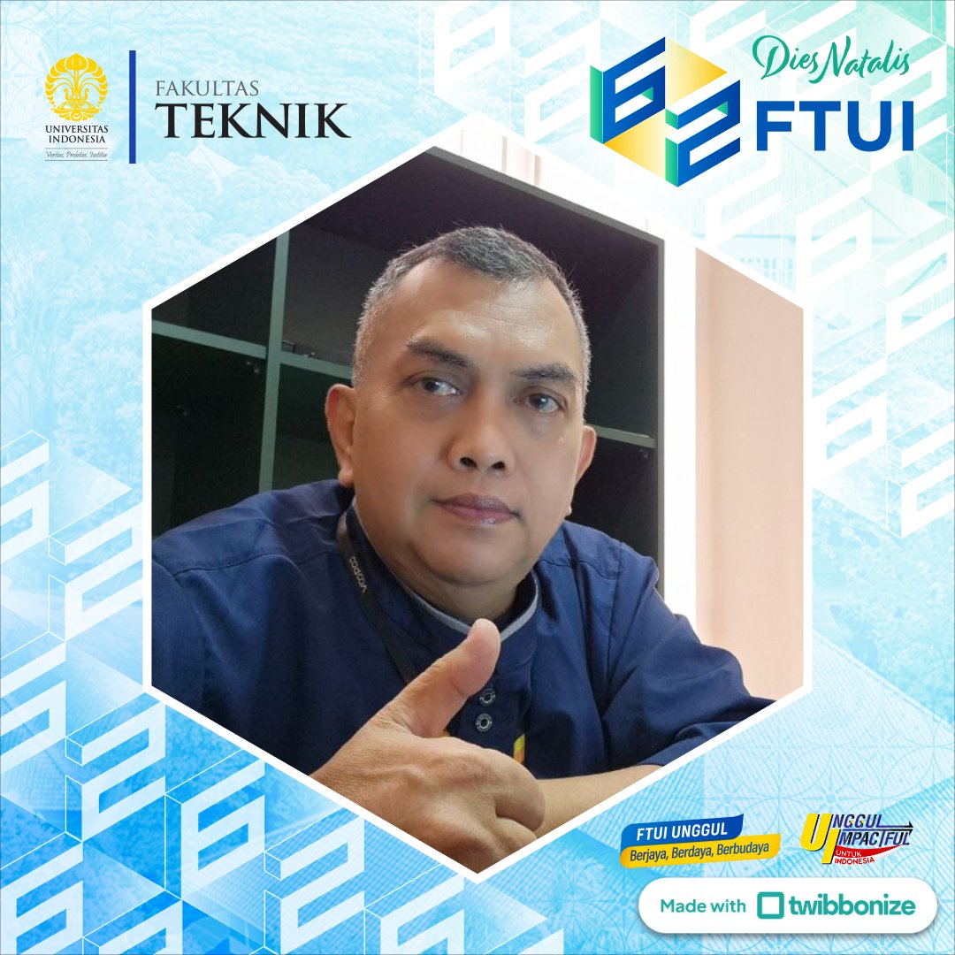 kkmanti's tweet photo. Bersama kita syukuri dan rayakan 62 tahun innovasi dan konstribusi Fakultas Teknik UI untuk Indonesia.

#FTUI
#Unggul
#Impactful https://t.co/ymzwcvVPGK