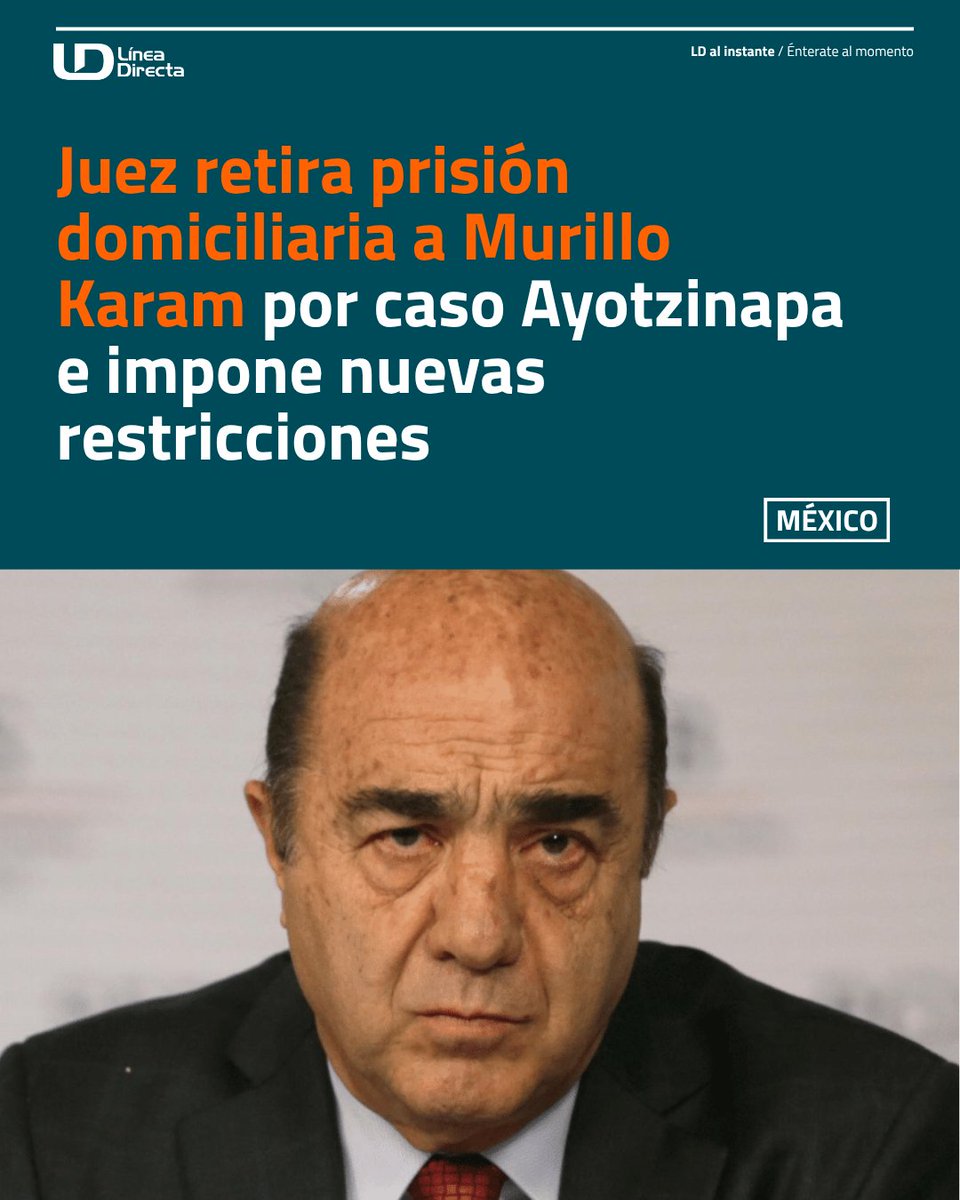 linea_directa's tweet photo. ⚖️🏛️ Jesús Murillo Karam dejará de estar bajo prisión preventiva domiciliaria tras una resolución judicial por el caso Ayotzinapa. El juez le impuso resguardo domiciliario, brazalete electrónico y nuevas restricciones mientras continúa el proceso ⛓️

Toda la información dando click aquí: 🔗 https://t.co/wldlINxq21