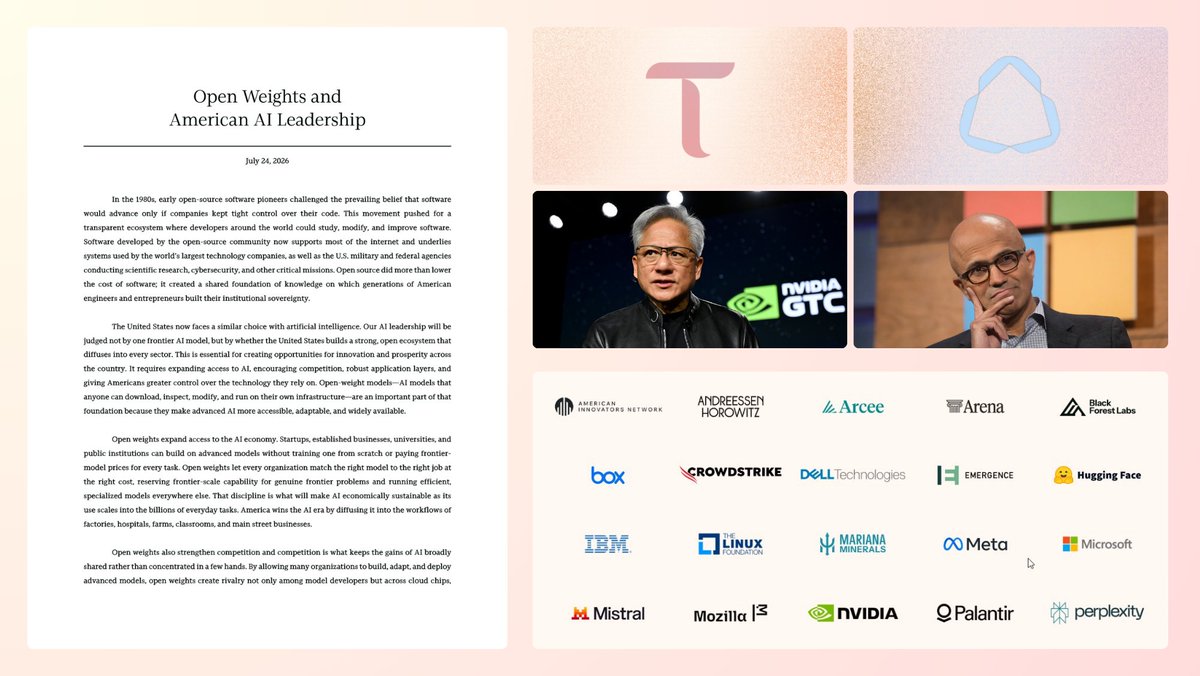 DreadBong0's tweet photo. Incredible to see @Nvidia, @Microsoft and @Meta sharing an open letter that effectively validates the mission and architectures being built by $TAO and base:0x0c03ce270b4826ec62e7dd007f0b716068639f7b 

Absolutely huge 🔥 https://t.co/c9kdWQIxoB