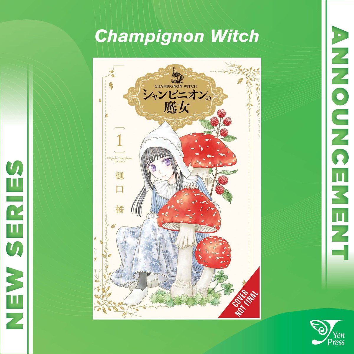 yenpress's tweet photo. NEW SERIES ANNOUNCEMENT: Champignon Witch

Deep within the depths of a murky forest resides a quite peculiar dark witch. Dwelling in an abode created by poisonous mushrooms, leaving toxic fungi in her wake and even exhaling noxious spores with every breath she takes, Luna lives a rather solitary existence. Believing her future would continue in the same vein for the rest of eternity, she is shocked to her core by a sudden dreamlike encounter…