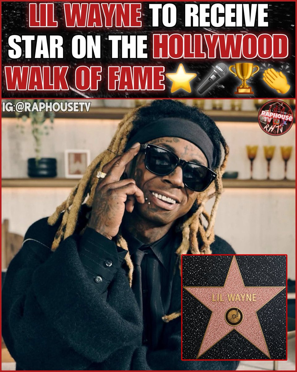 raphousetv2's tweet photo. Lil Wayne to Receive Star on the Hollywood Walk of Fame ⭐🎤🏆 https://t.co/qazYMze6L5