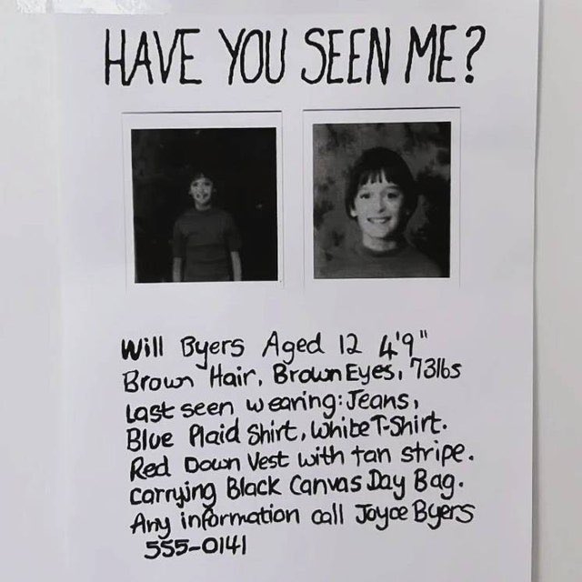 sunlitbyers's tweet photo. it literally tells you what he was last wearing and his height and weight … on the missing posters ………. how do you guys think this is a plot hole 😭  it practically said hey here’s a guide to covering up my sons case https://t.co/6z7KNRvZ7b