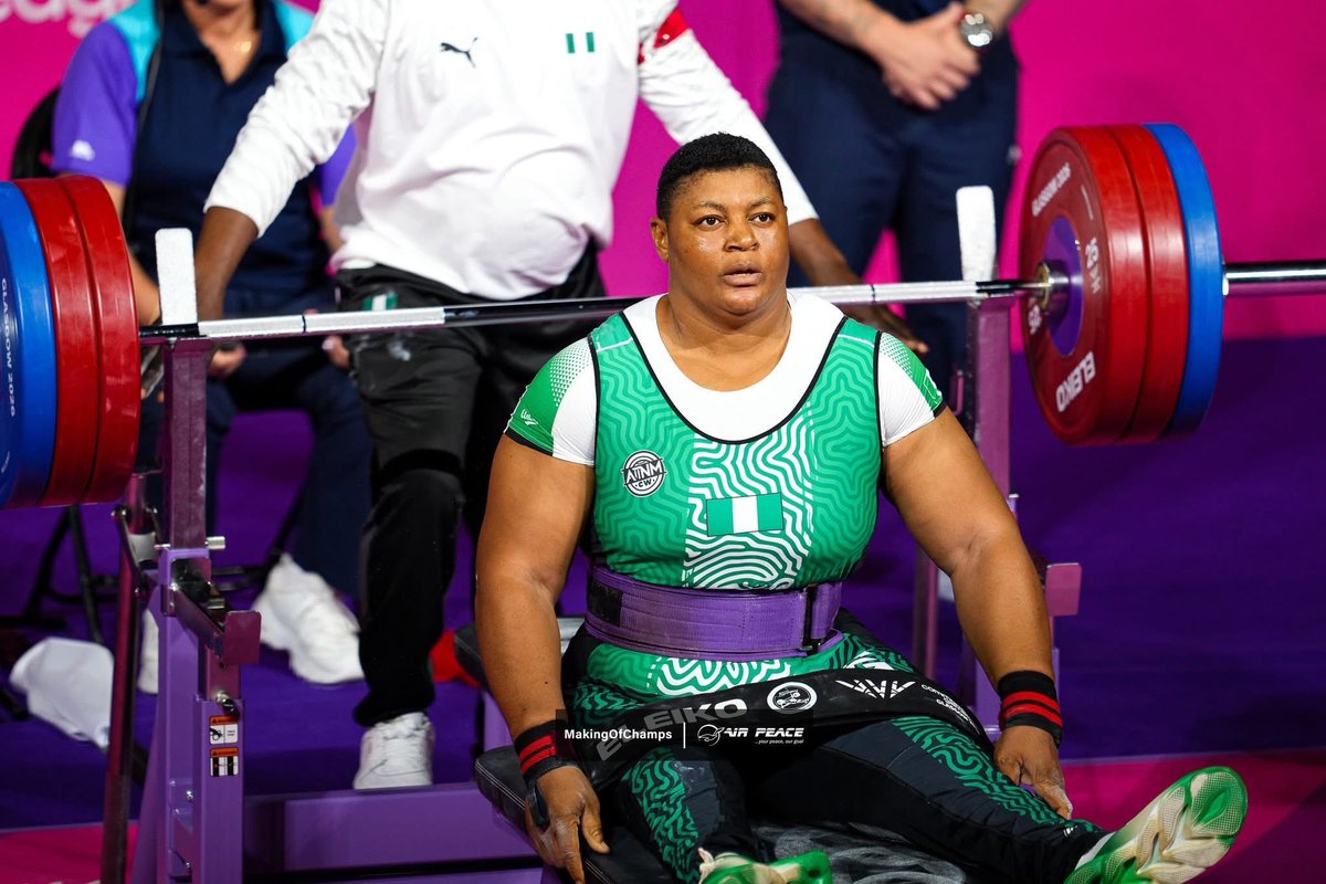 topelizbeth's tweet photo. 🚨 175KG WORLD RECORD!! GOLD for Nigeria!!! 🥇🇳🇬🌍
Folashade Oluwafemiayo dominates with a monstrous 175kg lift (134.8 pts) at #Glasgow2026 — new World Record!
Rita Ferdinand takes Silver after her own World Record 158kg lift.
Nigerian 1-2 + two WRs = Total domination! 💪🔥 https://t.co/SH60jH72Lq