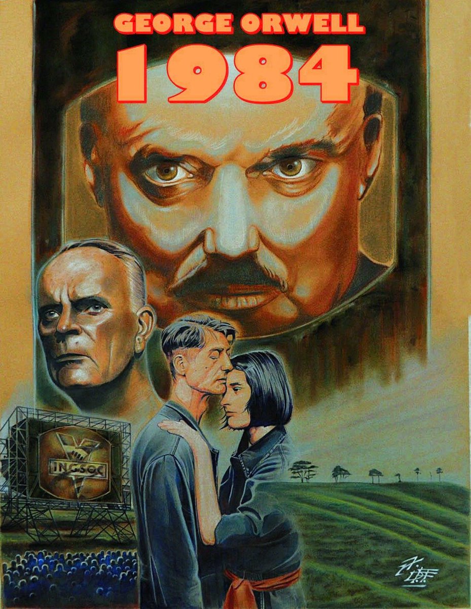 japponce's tweet photo. #CineyLetras 1984 de Orwell. Un clásico de la ciencia ficción distópica. La peli sigue a Smith, reescribe la historia para el régimen totalitario del "Gran Hermano". Usa odio, insulto como arma de poder. ¿Imaginaba a #Trump? ¿El libro supera a la peli? Ver @netflix @PrimeVideo https://t.co/wPuEwJJtrV