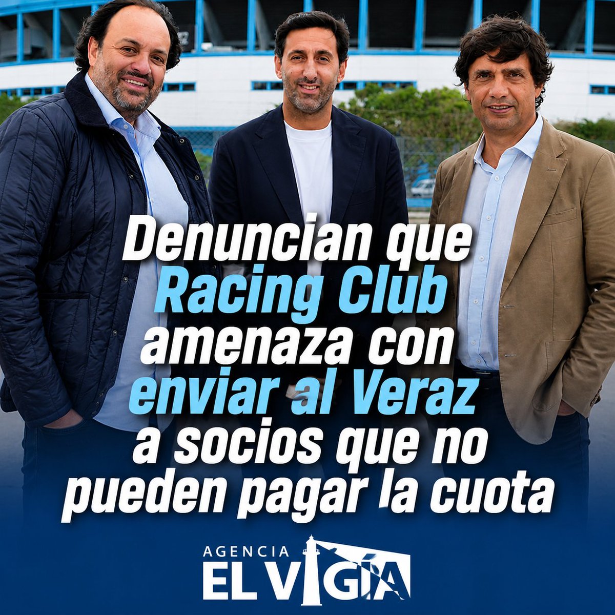 AgenciaElVigia's tweet photo. ⚠️ Denuncian que Racing Club amenaza con enviar al Veraz a socios que no pueden pagar la cuota

El abogado y socio Jonathan Simón denunció que asociados con cuotas impagas recibieron intimaciones mediante "Veraz Conecta" para regularizar su situación.

Según afirmó, el mecanismo es "abusivo, intimidatorio y fuera de lugar" y contradice el propio estatuto del club, que establece la cesantía del socio tras seis cuotas consecutivas impagas, sin contemplar este tipo de intimaciones.

Hasta el momento, Racing Club no emitió un comunicado oficial sobre la denuncia.

📲 Leé la nota completa en https://t.co/Uze8bSuUB9

#RacingClub, #Racing, #Academia, #Veraz, #Socios, #FútbolArgentino, #JonathanSimón, #Avellaneda, #AgenciaElVigía