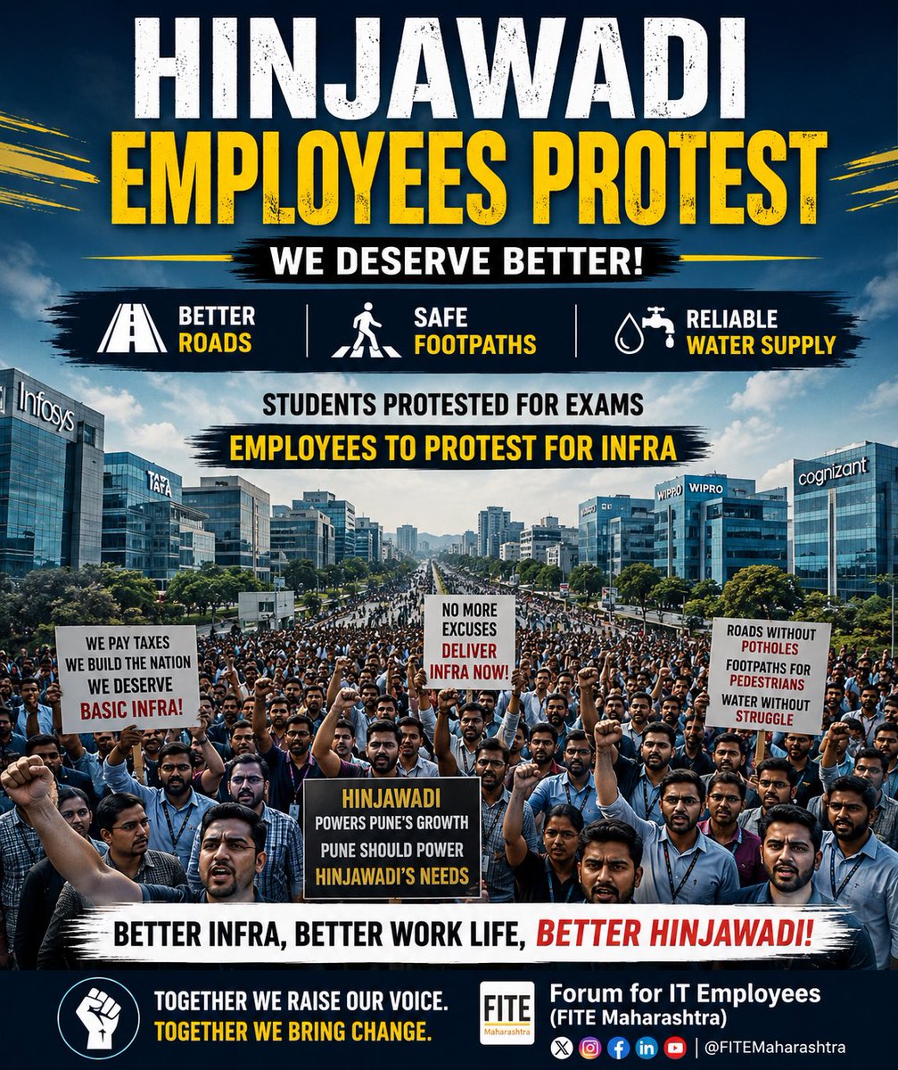 FITEMaharashtra's tweet photo. Guys Saturday 25th July at 12 pm we are meeting at Chatrapati Shivaji Maharaj statue ph1 to discuss , volunteer & plan for protest which will be happening on Sunday 26th July at Hinjawadi IT park . 

Plz join us and lets ensure govt hears students & employees as a collective voice .  We deserve better infra let’s stand for it .