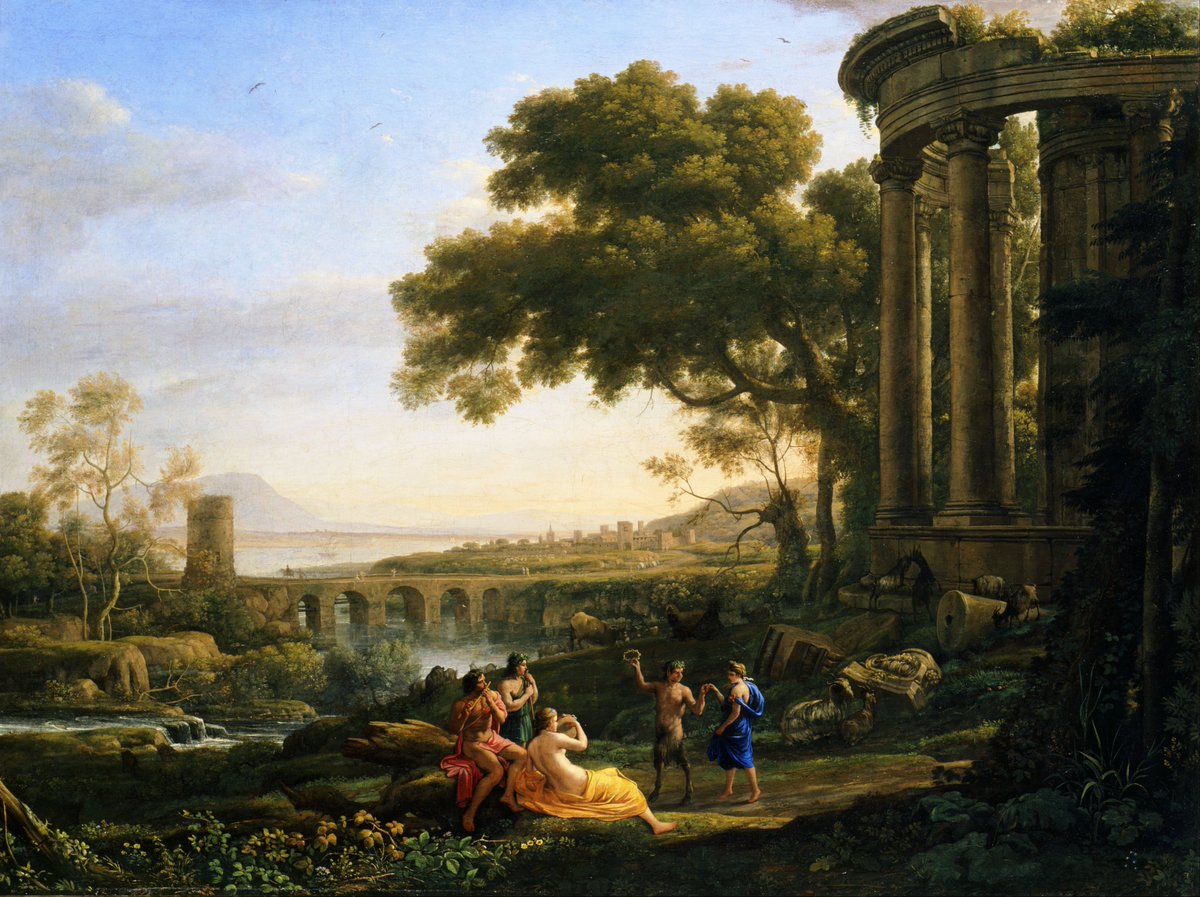 realKalos's tweet photo. Landscape with Nymph and Satyr Dancing, by Claude Lorrain https://t.co/WcAtteNlPl