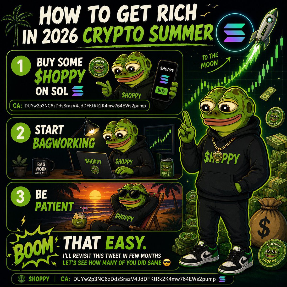 Moquinnjr's tweet photo. Or a $Hoppy on Solana day??
Multi-Billion dollar MC narrative!! Click on the links below to help with your research!! GET IN SOON!! It's fueling for take off sooner than later!!
Dev: https://t.co/L9p4TUwAp5 Yes!! OgRichFrogx from #pepe and #PNut. Previous account was hacked.
X page: https://t.co/gYvsbiZxr9 Yup!! Hoppymemes on the X!!
Community: https://t.co/YjogtLVrSj
Contract Address: DUYw2p3NC6zDdsSrazV4JdDFKtRk2K4mw764EWs2pump
Dexscreener: https://t.co/0FIOLQJS86
Dextools: https://t.co/l4zk9Cvn2L