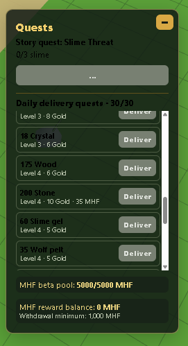 mahoniumonline's tweet photo. Daily quests are live! 📜 
You can complete up to 30 quests per day and earn Gold + $MHF tokens. Once you collect at least 1000 tokens, you can withdraw them to your wallet. Play2Earn has started — don’t be late! 🚀 https://t.co/PVIwYxppIL
