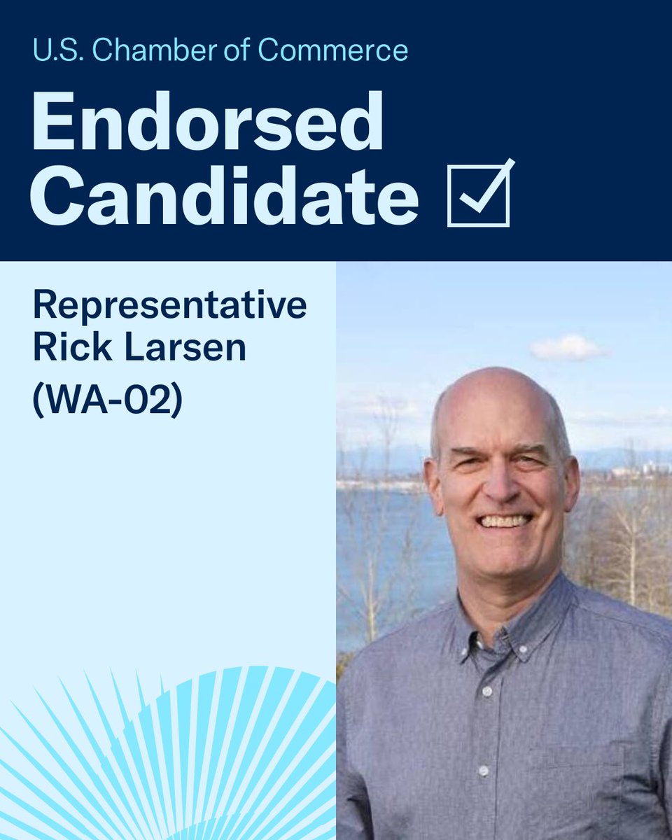 USChamberAction's tweet photo. The @uschamber is proud to endorse @larsenrick in #WA02

Read more: https://t.co/1QCgIgWML2 https://t.co/SEheTWTZUU
