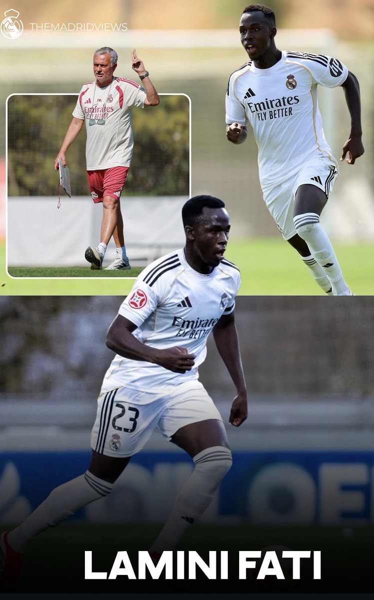 CADileepSR's tweet photo. 🚨 New sensation at Real Madrid’s training ground: Fati.
Reports say he’s pacy, decisive in 1v1 situations, and many believe he has a real chance of breaking into the first team.
What do you think, Madridistas? 🤍⚽

#RealMadrid #HalaMadrid #Madridistas #RMCF https://t.co/XNG4Y42Yxw