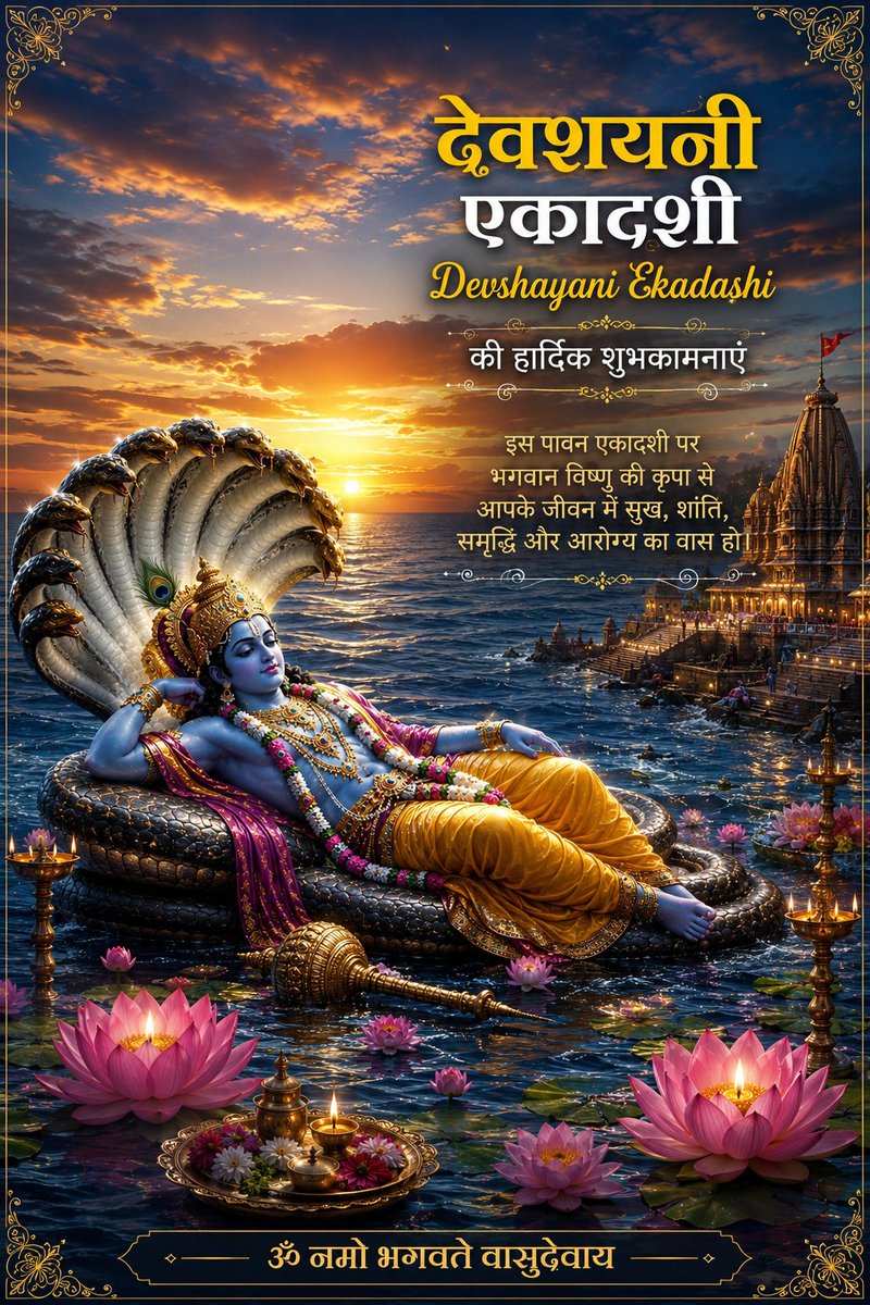 pgangwani35's tweet photo. Happy Devshayani Ekadashi!
May Lord Vishnu bless you and your loved ones with peace, prosperity, good health, happiness, and divine grace. 

Wishing Everyone a blessed and joyous Devshayani Ekadashi.

Regards 

PRASHANT GANGWANI https://t.co/aqxd5S2LJz