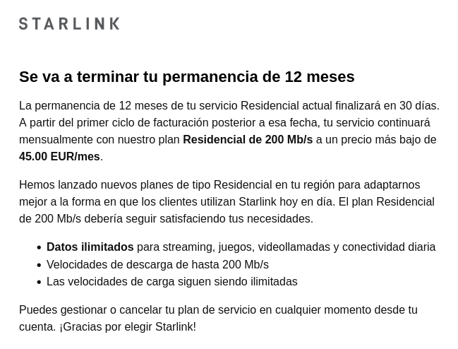 xRoier's tweet photo. Osea, contrato @Starlink a 40€ al mes con permanencia 1 año para pagar la antena incluida en el precio y ahora me bajan la velocidad a la mitad y "me bajan" el precio de 40€ a 45€... Vendo antena de Starlink Standard Gen 4. Me paso a módem doble 5G, más barato. https://t.co/ocxPElk6fj