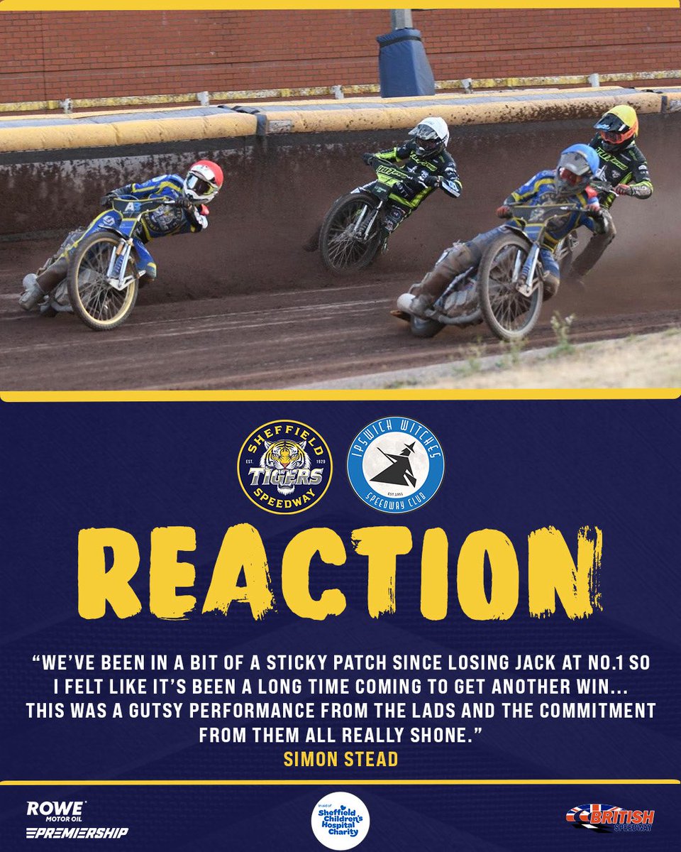TigersSpeedway's tweet photo. π£οΈ
WE came up with a solid team display as we beat champions Ipswich 51-39 at Owlerton on Thursday.
Reaction & report ‡οΈ
https://t.co/sHb2wRpaAq
π― #TigersPride | #SHEIPS
πΈ Charlotte Flanigan https://t.co/nGyyg1ar7K