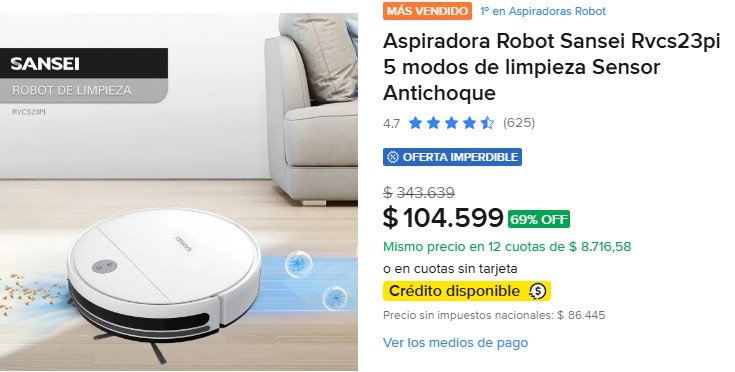 ofertaslaswan's tweet photo. Que limpie otro por vos 🤖🧹
https://t.co/6IxV3y8qMr
De $343.639 a $104.599
Aspiradora Robot Sansei RVCS23PI
💳 12 cuotas sin interés de $8.716 https://t.co/vSLo6t0nta