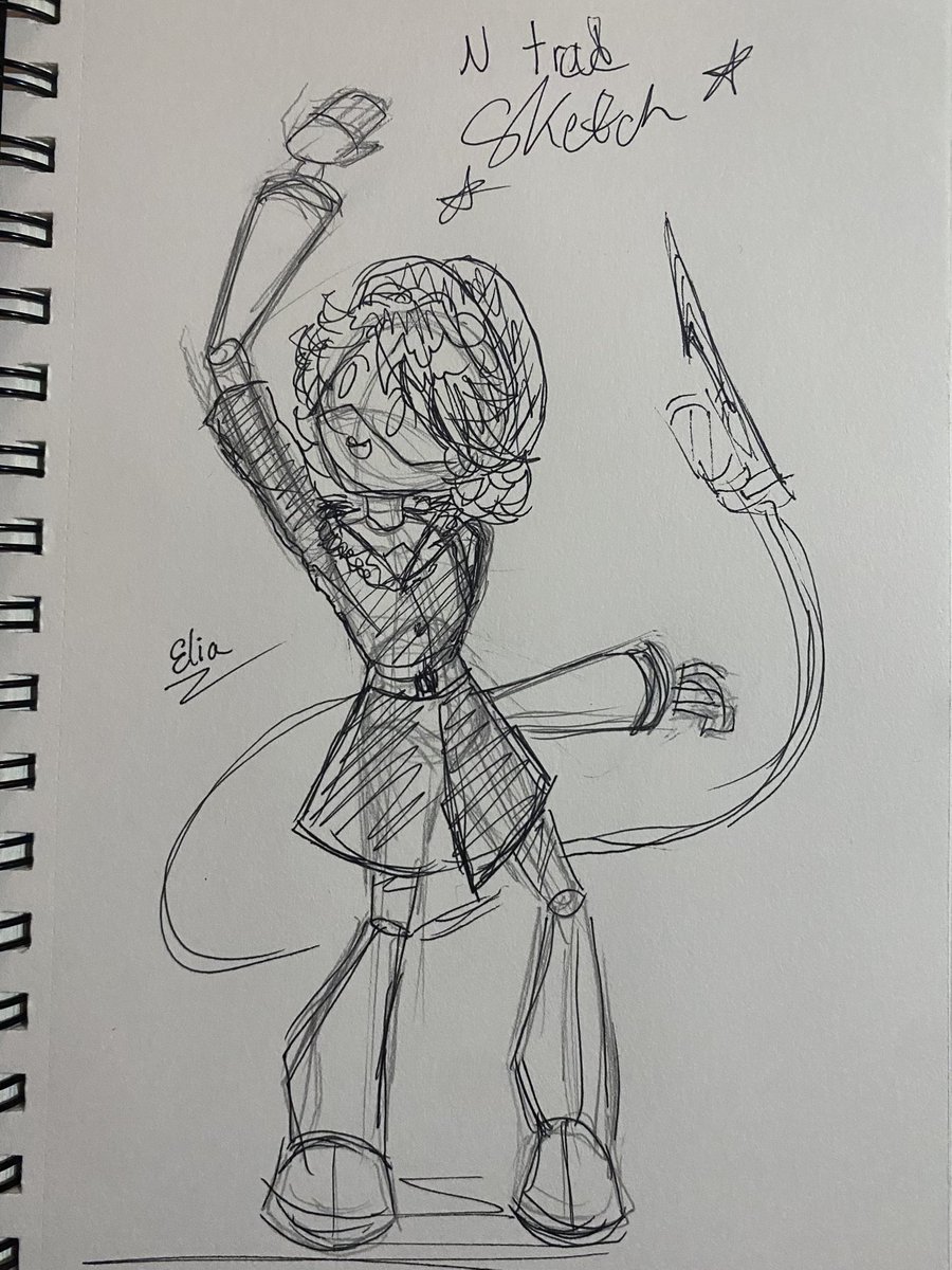 TheDreamflayer's tweet photo. Messy traditional sketch i did of N just now lol i wanted to mess around with his figure https://t.co/azEqanU6AB