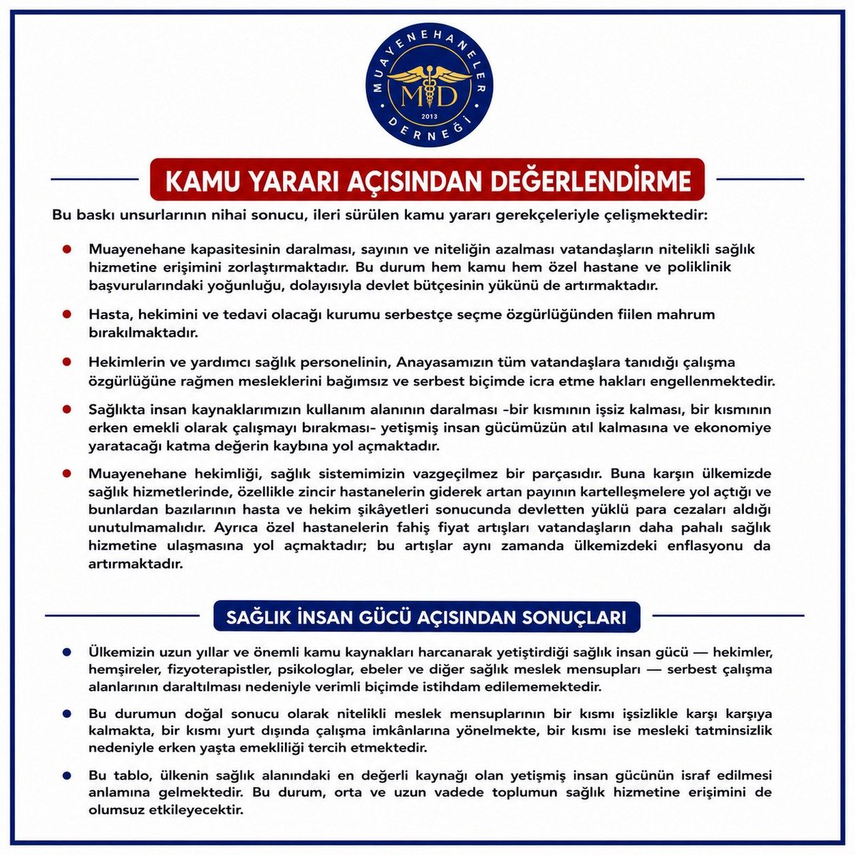 MuayenehanelerD's tweet photo. Muayenehanelere yönelik çalışma özgürlüğünü ve vatandaşın sağlık hizmetine erişimini zorlaştıran uygulamalara karşı hukuki mücadelemizi sürdürüyoruz.
Kamu yararını, bilimsel yaklaşımı ve serbest hekimliği savunmaya devam edeceğiz.
@saglikbakanligi
 #SerbestHekimlik https://t.co/XLe5c0nFtb