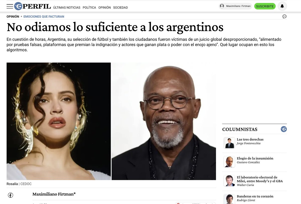 maxifirtman's tweet photo. En Argentina nos sentimos víctimas de un juicio global alimentado por pruebas falsas y actores que ganan plata o poder con el enojo ajeno. 

Muchos lo explican políticamente pero puede ser más simple: el algoritmo y su caja de eco negociando tus emociones.

Link en respuesta https://t.co/Qf0bCxIE70