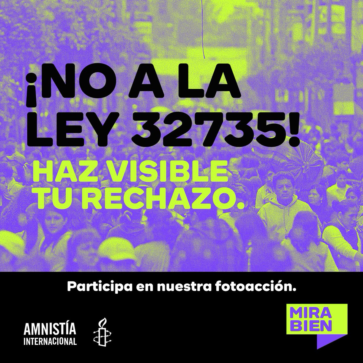 amnistiaperu's tweet photo. 🚨La Ley 32735 permite que delitos cometidos por FFAA y Policía contra civiles pasen a la justicia militar. ¡Eso es impunidad!

Exigimos la derogación de la Ley 32735, investigaciones independientes y justicia para las víctimas.

Súmate nuestra fotoacción hasta el 2 de agosto https://t.co/LWTIErNElj