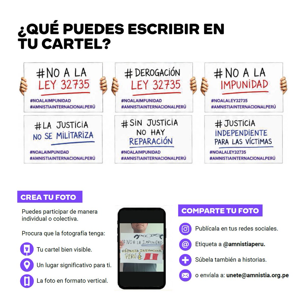 amnistiaperu's tweet photo. 🚨La Ley 32735 permite que delitos cometidos por FFAA y Policía contra civiles pasen a la justicia militar. ¡Eso es impunidad!

Exigimos la derogación de la Ley 32735, investigaciones independientes y justicia para las víctimas.

Súmate nuestra fotoacción hasta el 2 de agosto https://t.co/LWTIErNElj