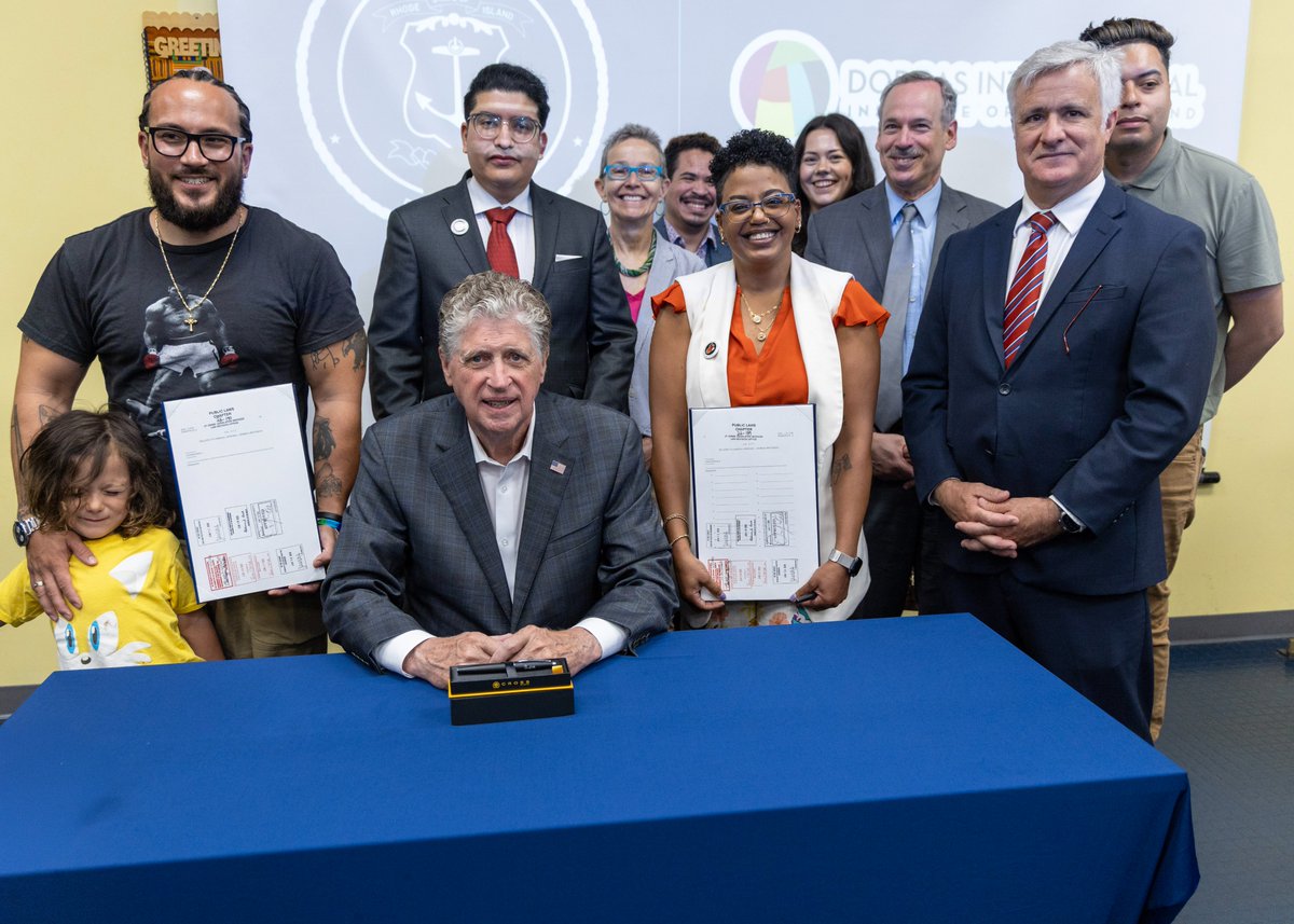 RISenate's tweet photo. Leigslation sponsored by Sen. @MrAcostruth and Rep. @LeonelaFelixRI to close a loophole that allowed lawful permanent residents and other noncitizens to be deported for minor, non-violent offenses was ceremonially signed into law today.

Learn more: https://t.co/xGInAvfxhS https://t.co/1CFuReJ9Gm