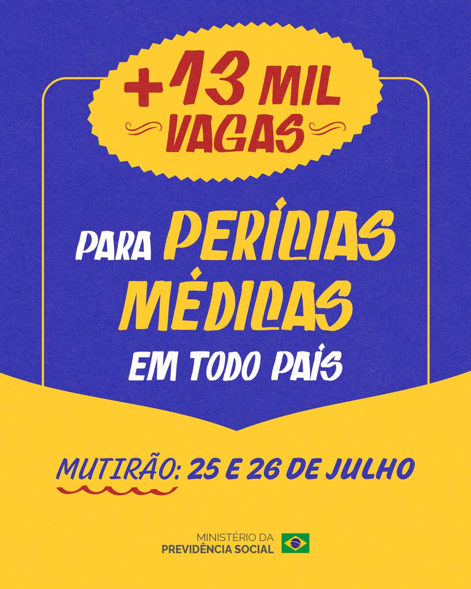 minprevidencia's tweet photo. Agendamentos extras neste fim de semana!

Em todo país, o MPS e o INSS vão adiantar os atendimentos de perícias médicas.

Confira as vagas disponíveis de cada região! https://t.co/zQFAwqzeU0 https://t.co/Ib1d76gjxh