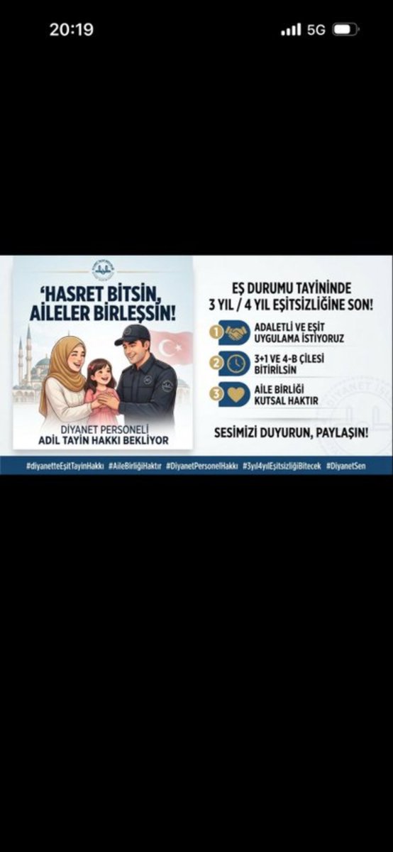 btlfrt25's tweet photo. @tdvsgm2001 Kazanılmış hakkımızın geri alınmasını istemiyoruz, eşimizden ayrı şehirlerde yaşıyoruz, bu ne dine ne vicdana sığar, Diyanet işleri başkanlığı personel ayrımı yapmadan destek ve güvenlik personellerinede eş tayini vermelidir. https://t.co/ih2dsS3f8V