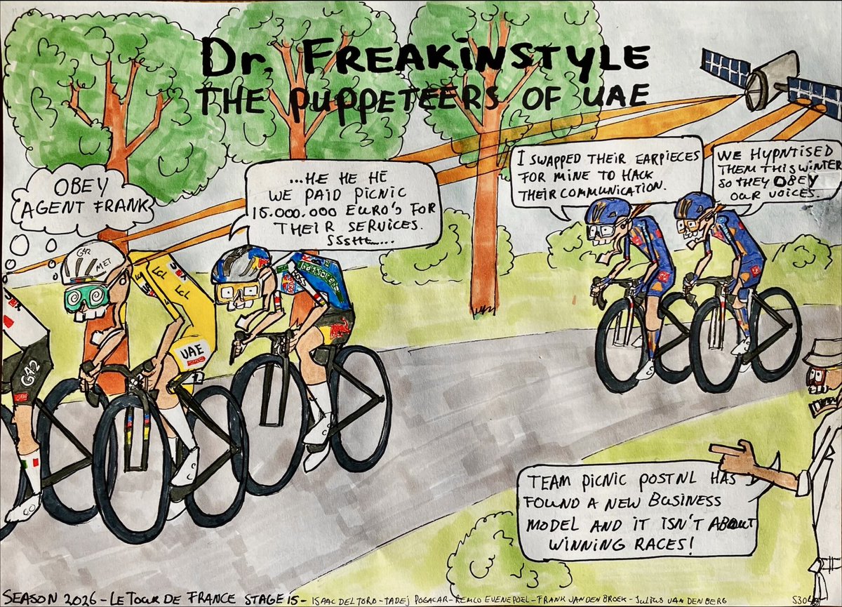 DrFreakinstyle's tweet photo. The puppeteers of UAE
About stage 15 of the Tour de France where Evenepoel managed to follow Del Toro and Pogacar and took the win. At the same time Frank van den Broek has a habit of modifying his earpieces.
#procycling #secrecy #letour #hacking #manipulation https://t.co/dZvYchqRRh