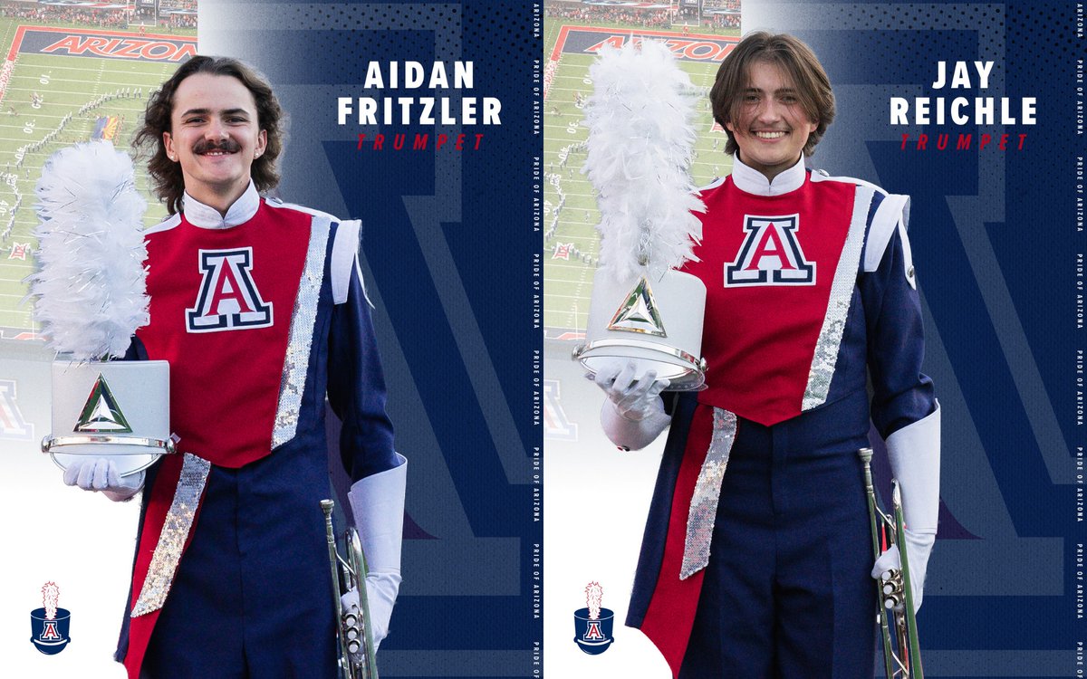 prideofarizona's tweet photo. Meet the 2026 Pride of Arizona Brass Section Leaders! 🎺🎶
These outstanding students earned the opportunity to lead their sections through hard work, commitment, and care, setting the standard for excellence on and off the field.
#prideofarizona #brass #studentstaff https://t.co/GslsduzdJN