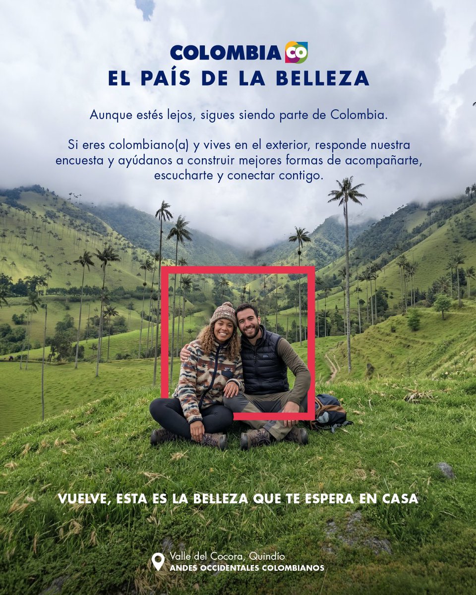 PROCOLOMBIACO's tweet photo. 🌎 ¡Tu voz cuenta!

Ayúdanos a seguir construyendo #ElPaísDeLaBelleza 🇨🇴 compartiendo tu experiencia sobre Colombia.

🤩 Vuelve, esta es la belleza que te espera en casa. ✨
Responde la encuesta en el link: https://t.co/blL5CQ9DeJ https://t.co/fnFIxsDuzB