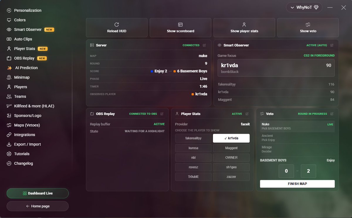 myhudcs's tweet photo. 🚀 MyHUD 2.9.0 is out !

New Live Dashboard tab in the config panel, track your match in real time without touching the HUD:

Update now 👇 https://t.co/wY3pXhKgrd