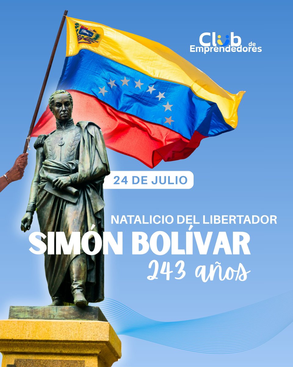 Clubde_Emprende's tweet photo. 243 años del natalicio del Libertador Simón Bolivar.

https://t.co/Hk2tC3vtDA https://t.co/LRNRuGkM92