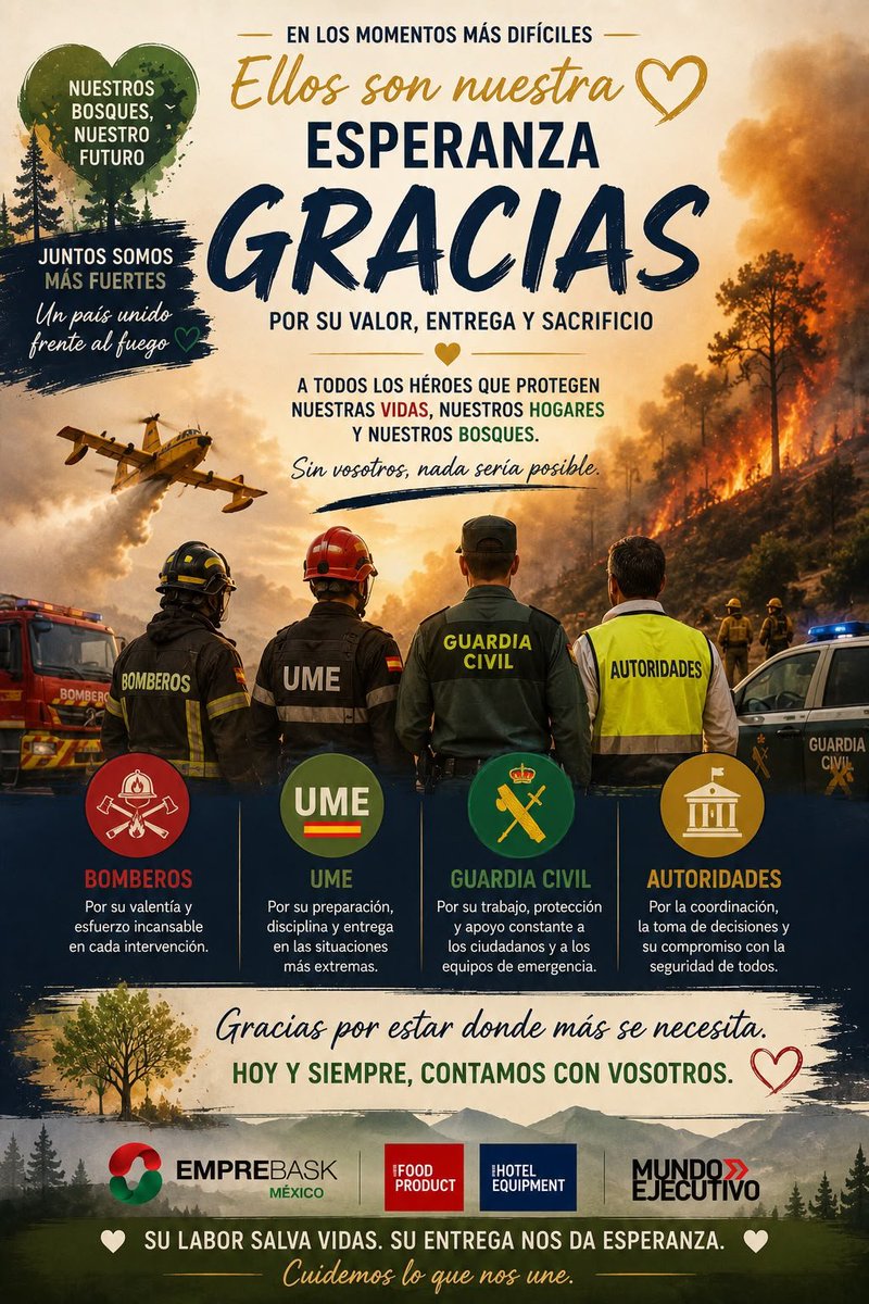 Emprebaskmexico's tweet photo. 🇪🇦🇲🇽Emprebask México expresamos nuestro más sincero agradecimiento a todos los héroes que protegen nuestras vidas y bosques. 

¡Juntos somos más fuertes! 💪

#emprebaskmexico #españa #bosquesdeespaña https://t.co/9V2rktuRdx