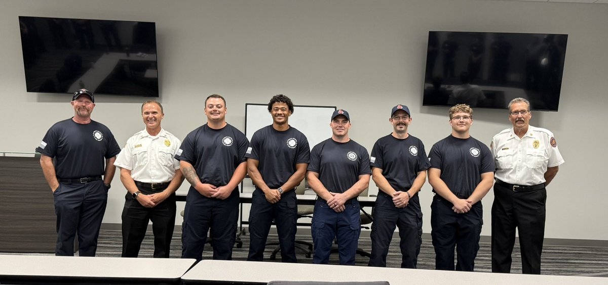 Bshift426's tweet photo. Today marks a couple milestones. First, we celebrate this group of new recruits completing their academy and joining the Fire district. Second, this recruit class signifies the Fire District increasing staffing and meeting NFPA standards thanks to support of our residents! https://t.co/JWXPlEaNMu