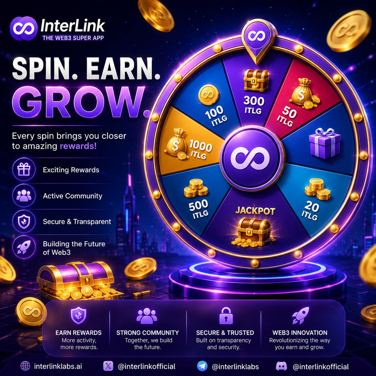 Juhi12134's tweet photo. 🎡 Spin. Earn. Repeat. 💰
InterLink makes community participation fun while rewarding active users. Every reward counts! 🚀
#InterLink #ITLG #ITL #ITLX #Rewards https://t.co/3oPW13S0nt