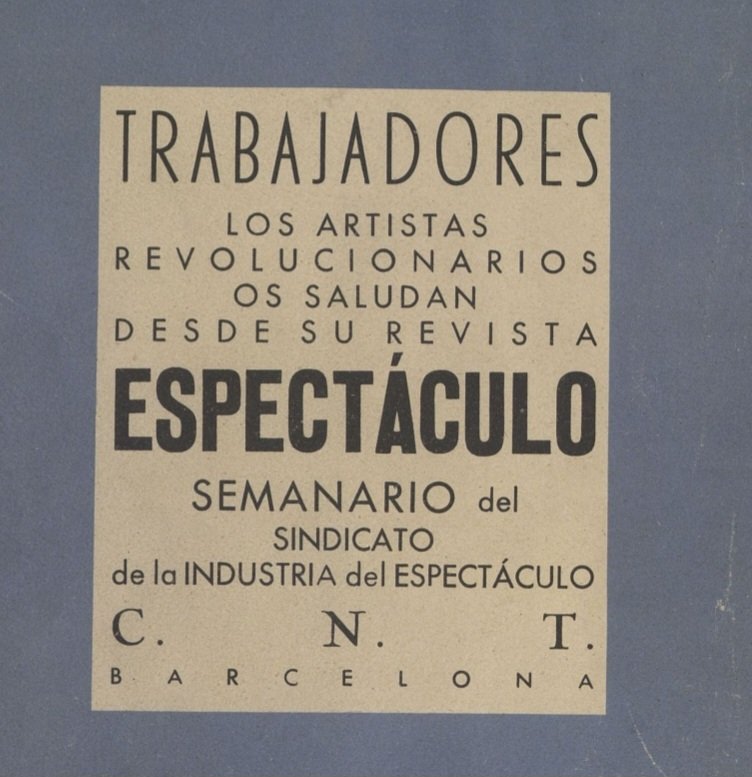prolovener's tweet photo. Pendant la révolution espagnole, l'industrie du Spectacle fut socialisée par la CNT. Le syndicat de l'Industrie du Spectacle produisait des films, des reportages et des documentaires. Sales de cinéma, théâtres, cabarets, bals etc.. furent sous contrôle du syndicat https://t.co/ETgsPmTg12