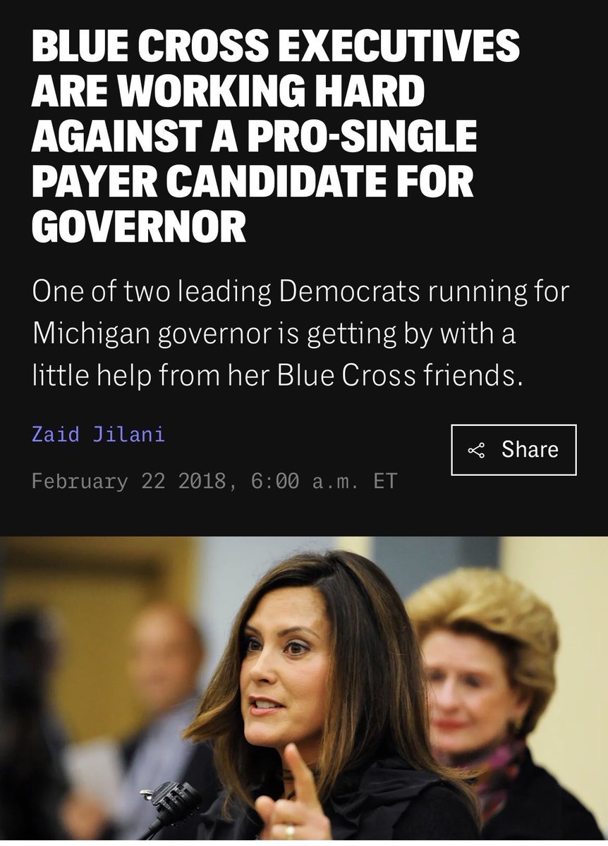 briebriejoy's tweet photo. I’m old enough to remember when Gretchen Whitmer, a Blue Cross Blue Shield heir, rallied private health insurance interests to defeat Abdul El-Sayed who was running on a state-wide Medicare for All platform. 

https://t.co/4506iw96DO https://t.co/13y3auQsVW