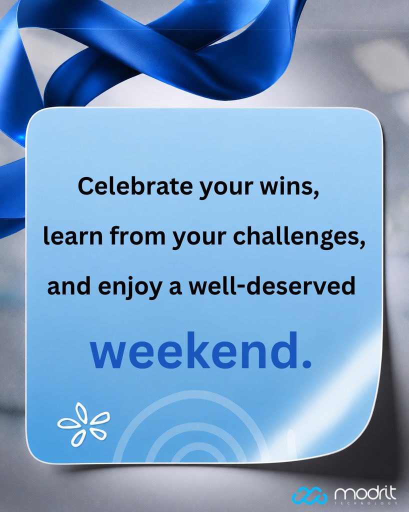 ModritTech's tweet photo. Thank you for giving your best this week. Take time to rest, recharge, and enjoy your weekend. We’ll be here to help your business discover new opportunities next week. 💙 https://t.co/5dAdB3GGAo
