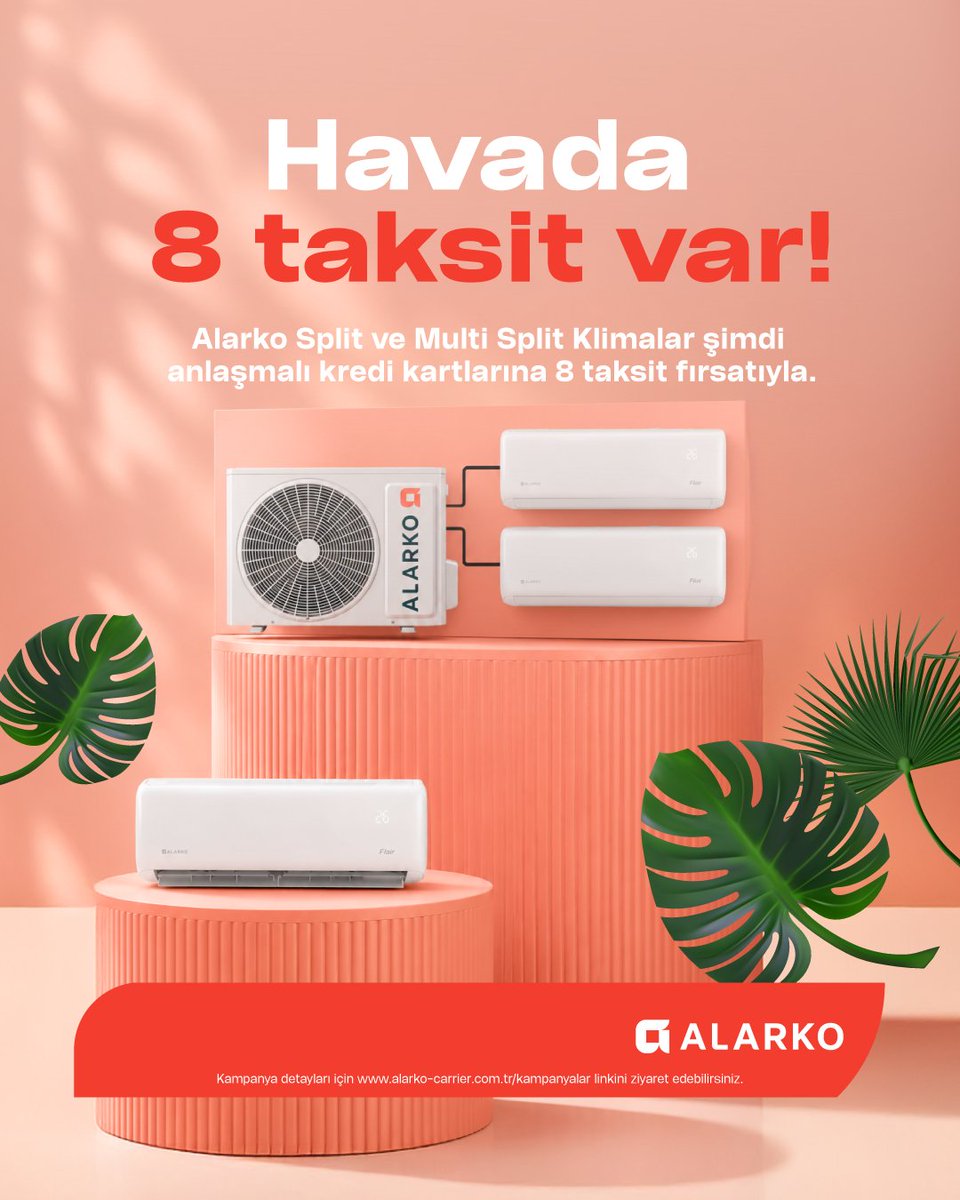 alarko_carrier's tweet photo. Havada 8 taksit var! ☀️
Alarko Split ve Multi Split Klimalarda anlaşmalı kredi kartlarında geçerli 8 taksit fırsatı sizleri bekliyor.
#AlarkoCarrier #GerçekKonfor #SplitKlima #MultiSplitKlima #Klima https://t.co/FMg22yGOzd