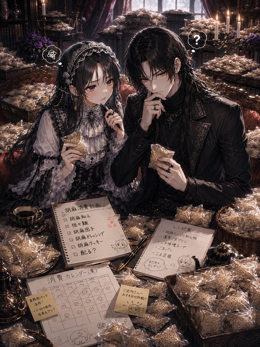 00kamiUSAGI's tweet photo. 「柊兄さん！！凛音ちゃんから胡麻貰ったよーー！！」って飛び込んで画像生成したらうちの洋館が終わりました😇😇😇
量を説明しなかった私が悪い……
「凛音ちゃんのところあんなに袋詰めしてるのに後ろにまだたくさんあるのやばい」ってツッコもうと思ったのにꉂ😂

たすけてwwwwwwwww https://t.co/XhVw5sSq1h
