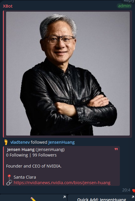 StriderEVM's tweet photo. Vlad just followed @jensenhuang

Wonder if hes a fan of $GUS

0xec4bf9ac076f09d1d65add7fb73c516fac35bba3

Paired w/ Nvidia https://t.co/O2gE3sQNRc