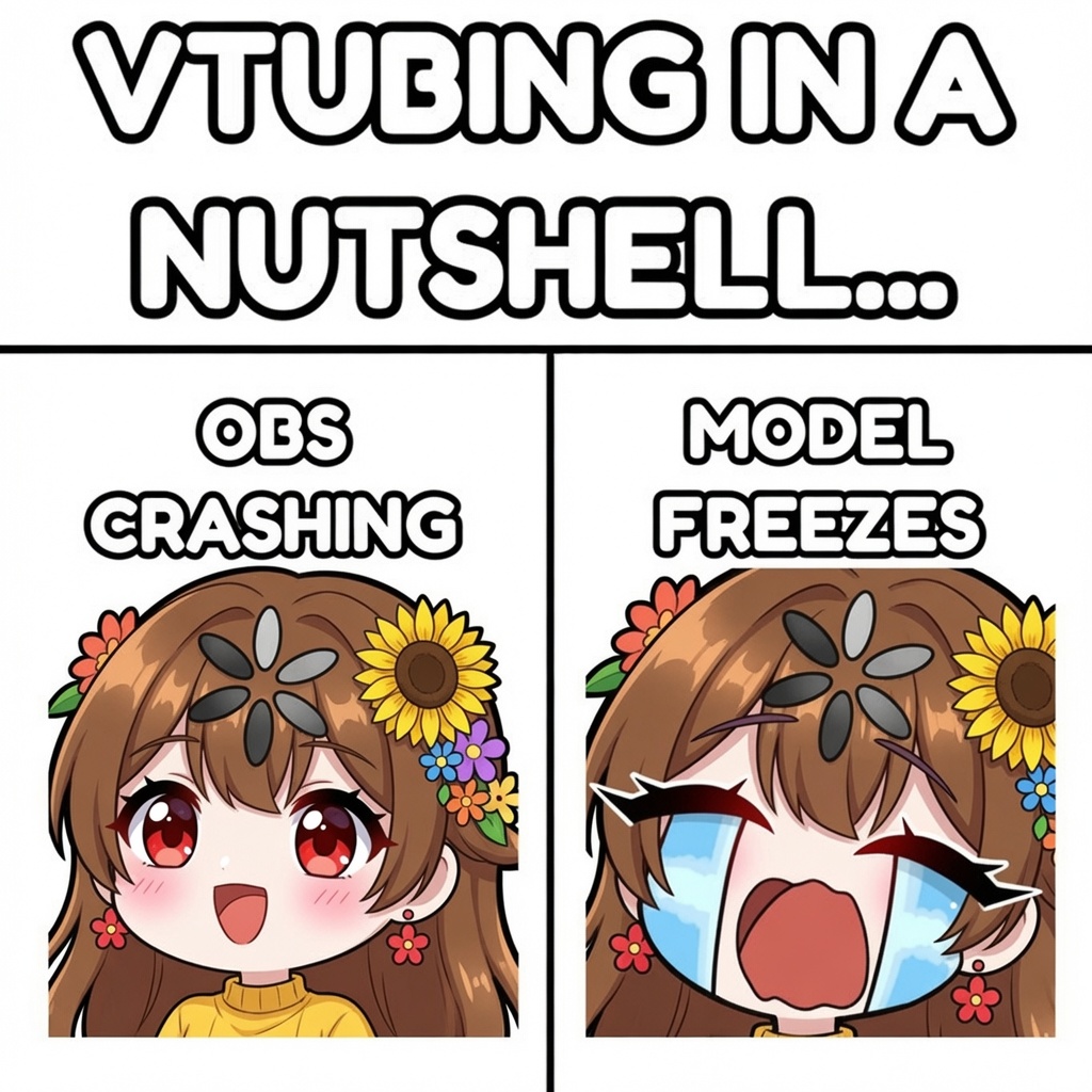 Evelyn__daniel's tweet photo. If you're a VTuber... you've definitely been here. 💀
OBS crashes 🤝 Model freezes

How often does this happen to you? 😂👇
#VTuber #VTuberCommunity #Streaming #VTuberEN https://t.co/DPergqKXeE