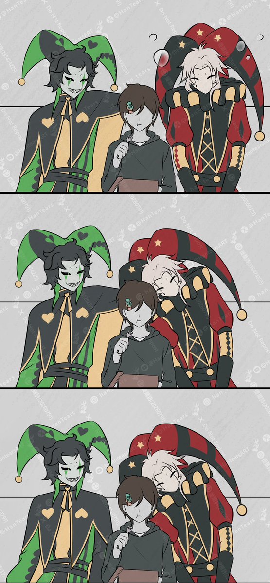 HanTears's tweet photo. 【TFC】Afternoon Nap｜午休
"He doesn’t realize who hurt you… aren’t you going to tell him the truth, dear one~?"
「他沒有意識到是誰傷害了你，不跟他說實話嗎，dear one～？」
 #Thefreakcircus #Pierrot #Harlequin https://t.co/Dt4IuY8dT5
