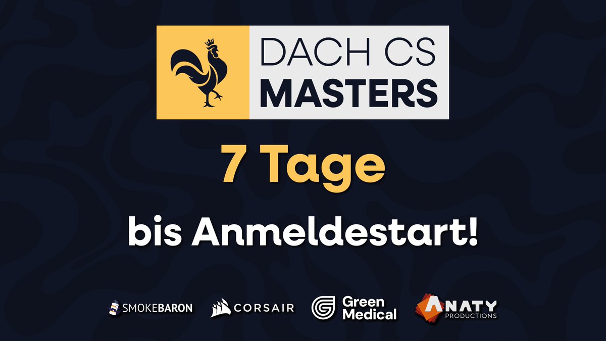 dachcs's tweet photo. Eine Woche left ⚠️

Jetzt schnell eure Freunde schnappen, Team erstellen und ready für die Anmeldungen sein! 🎯

#DACHCSMasters🐔 https://t.co/Ms9rHMfR9U