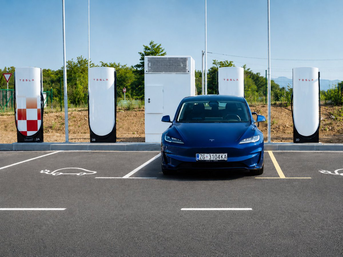 TeslaCharging's tweet photo. 🇭🇷 Celebrating Croatia’s 100th Supercharger stall with recent openings:

• Gospić, Croatia (8 stalls) – 100th stall

• Zadar, Croatia - Westbound (8 stalls) – with Megapack🔋

• Vrata Jadrana, Croatia - South (4 stalls)
https://t.co/2FAt2QlGCb
https://t.co/sc0QscAPc3
https://t.co/C3AK0XU9Et